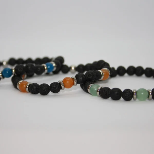 Bracciale lavi - in Pietra Lavica e Pietra dura - immagine 3