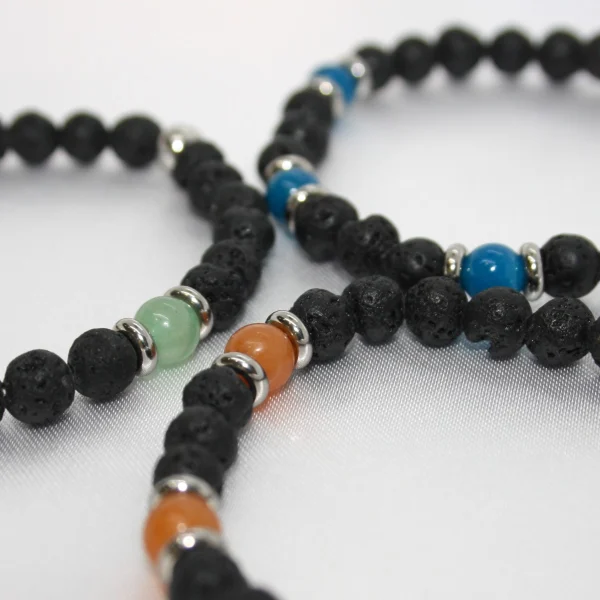 Bracciale lavi - in Pietra Lavica e Pietra dura