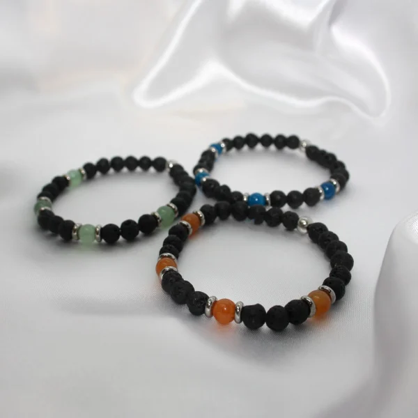 Bracciale lavi - in Pietra Lavica e Pietra dura - immagine 2
