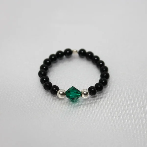 Anello flex onice e centrale cristallo swarovski - immagine 2
