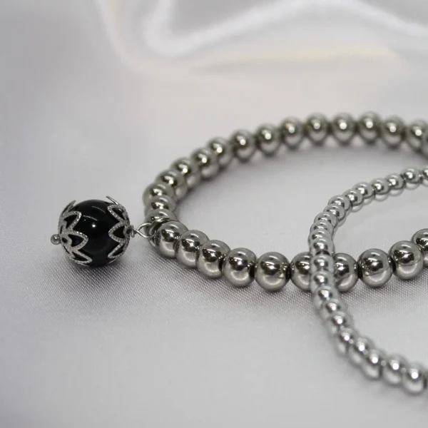 Bracciali Sfere d’Acciaio e pendente Pietra singola SFERA A - immagine 2