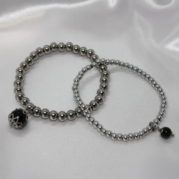 Bracciali Sfere d’Acciaio e pendente Pietra singola SFERA A