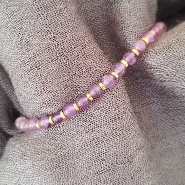 Bracciale Elastico Stone Colore Oro Pietre dure Top - immagine 2