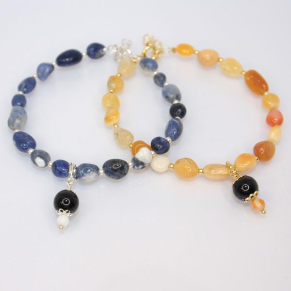 Braccialetti Sodalite e Calcedonio + Coccu