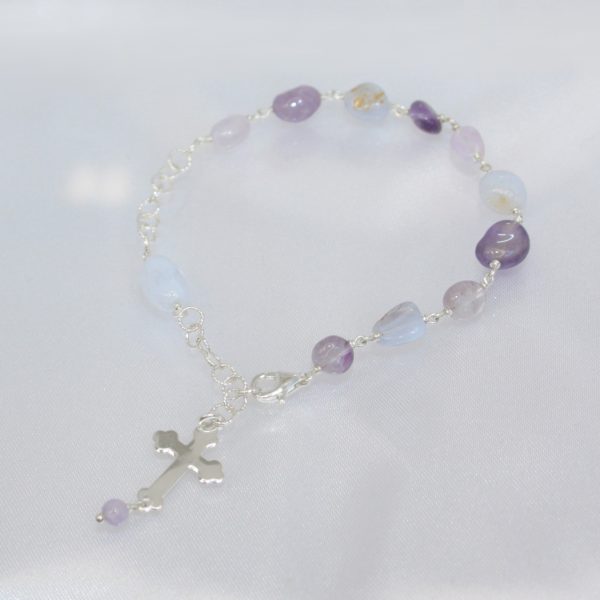 Bracciale Rosario Calcedonio e Ametista