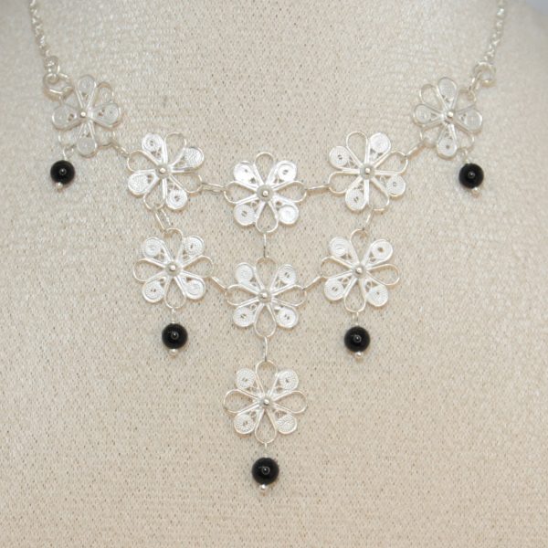 Collier ; Fiori di Filigrana x Onice (Petit) - immagine 2