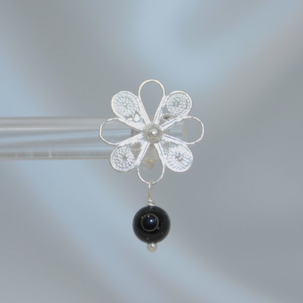 Orecchini ; Fiori di Filigrana x Onice - immagine 2