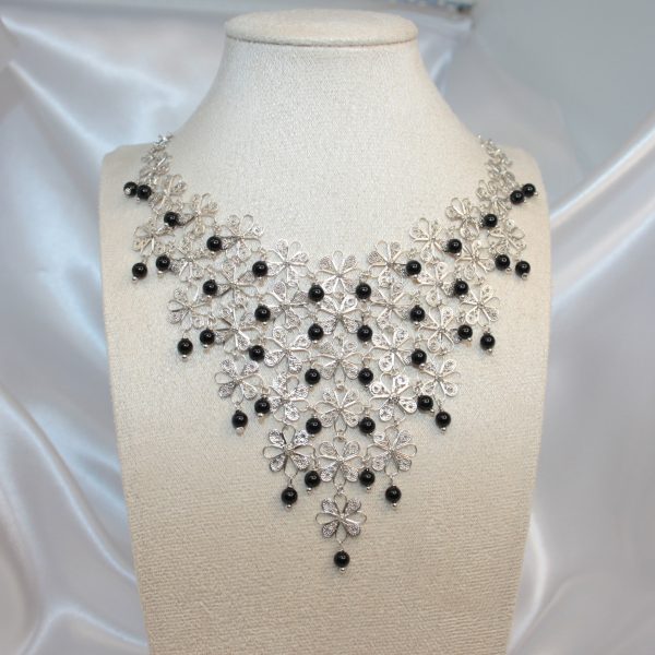 Collier ; Fiori di Filigrana x Onice - immagine 2