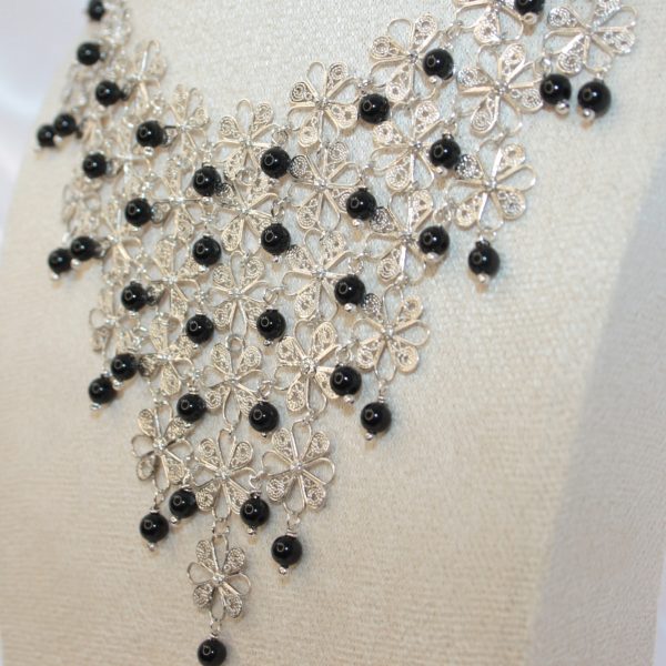 Collier ; Fiori di Filigrana x Onice - immagine 3