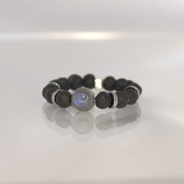 Anello flex ; Lavica e Labradorite - immagine 2