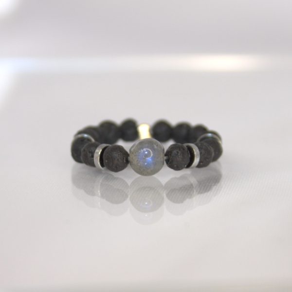 Anello flex ; Lavica e Labradorite