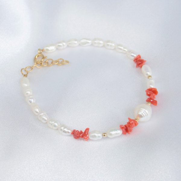 Bracciale ; Scaglie di Corallo x Perle - immagine 2